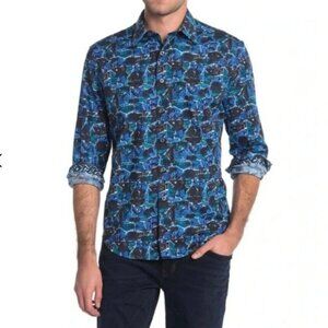 Robert Graham Shirt Mens Large Gaston Skulls AOP Long Sleeve‎ Flip Cuff Button